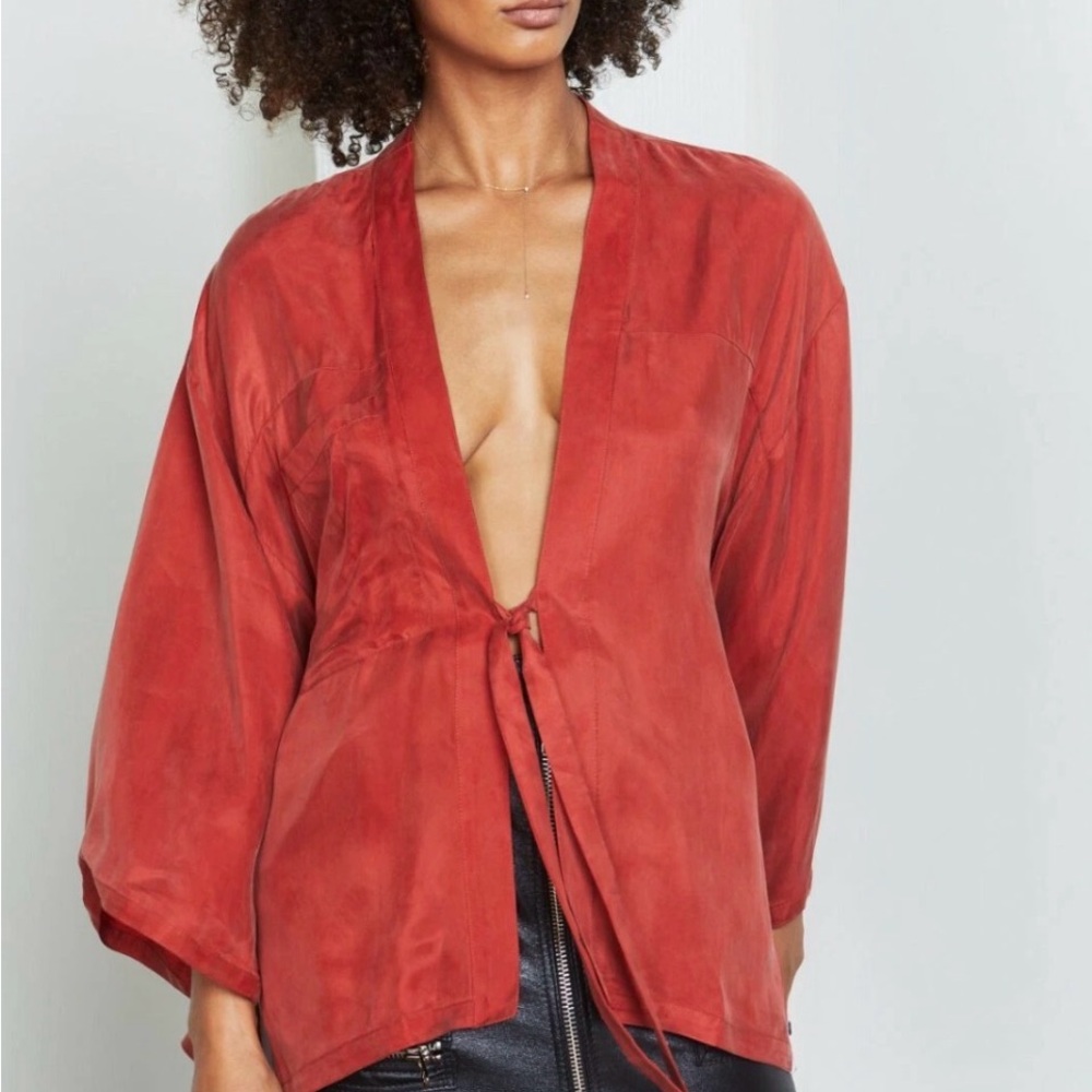 One Teaspoon Faux Silk Kimono Top